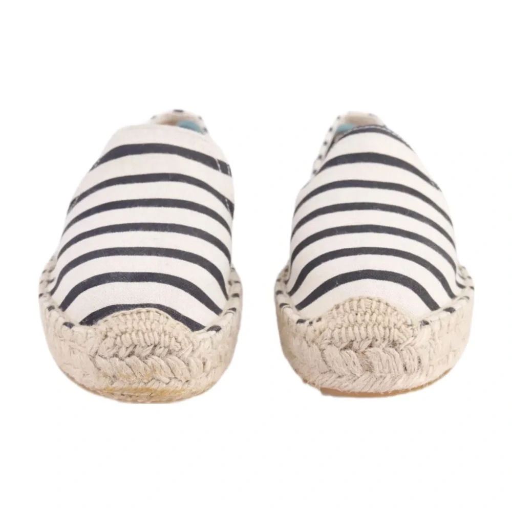 Soludos Espadrille Shoes Size 10 Classic Stripe Smoking Slipper Cream Black